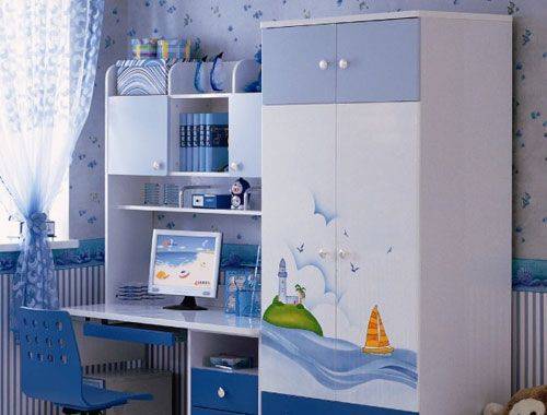 Детский шкаф для одежды Сине-голубой