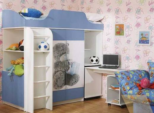 Детский шкаф для одежды Серый мишка