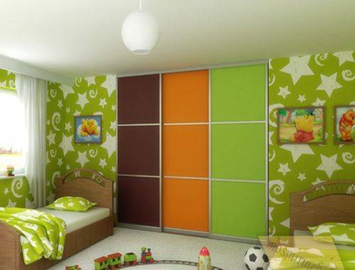 Детский шкаф для одежды Оранжево-зеленый