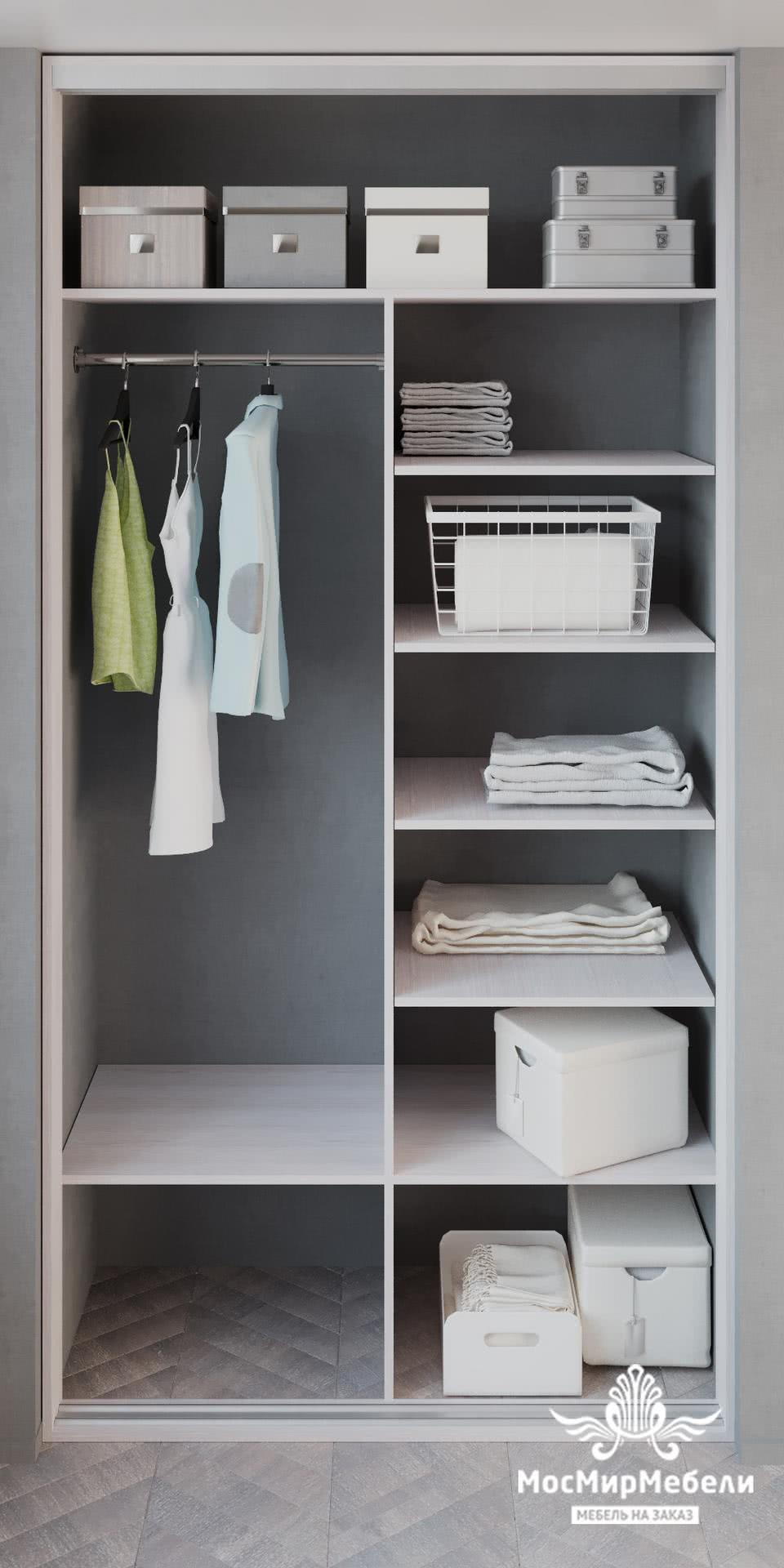 Пример внутреннего наполнения шкафов-купе и гардеробных